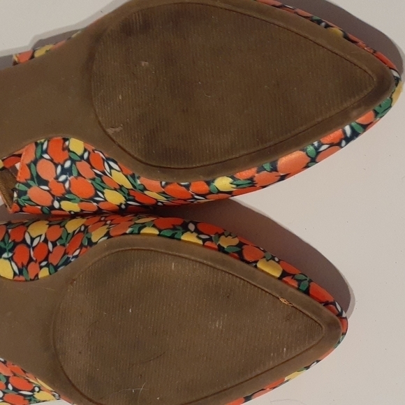 Lands End Womens Shoes Lucy Lemon Print Pointed Toe Flats Orange Citrus Size 7 - Picture 4 of 6